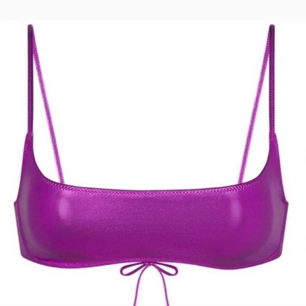 NWT SKIMS METALLIC SWIM TOP IN DRAGONFRUIT Sz XL